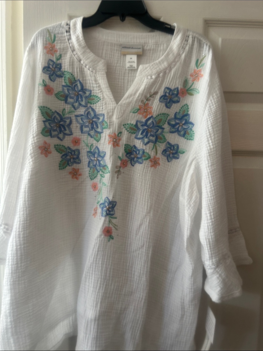 NWT Sz 2x Alfred Dunner Caribbean blues gauze like top